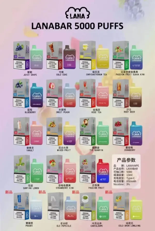 LANA拉娜5000口拋棄式電子煙｜長效電量結構打造低負擔感｜偏好穩定日常抽吸的上班族必備