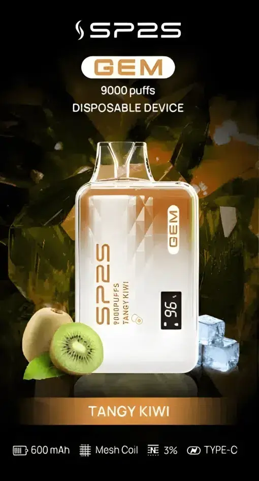 SP2S 思博瑞 GEM 9000口拋棄式電子煙｜主打透明水晶工藝與全彩智能顯示螢幕｜適合偏好潮流晶透外觀與精準掌握電量油量的玩家